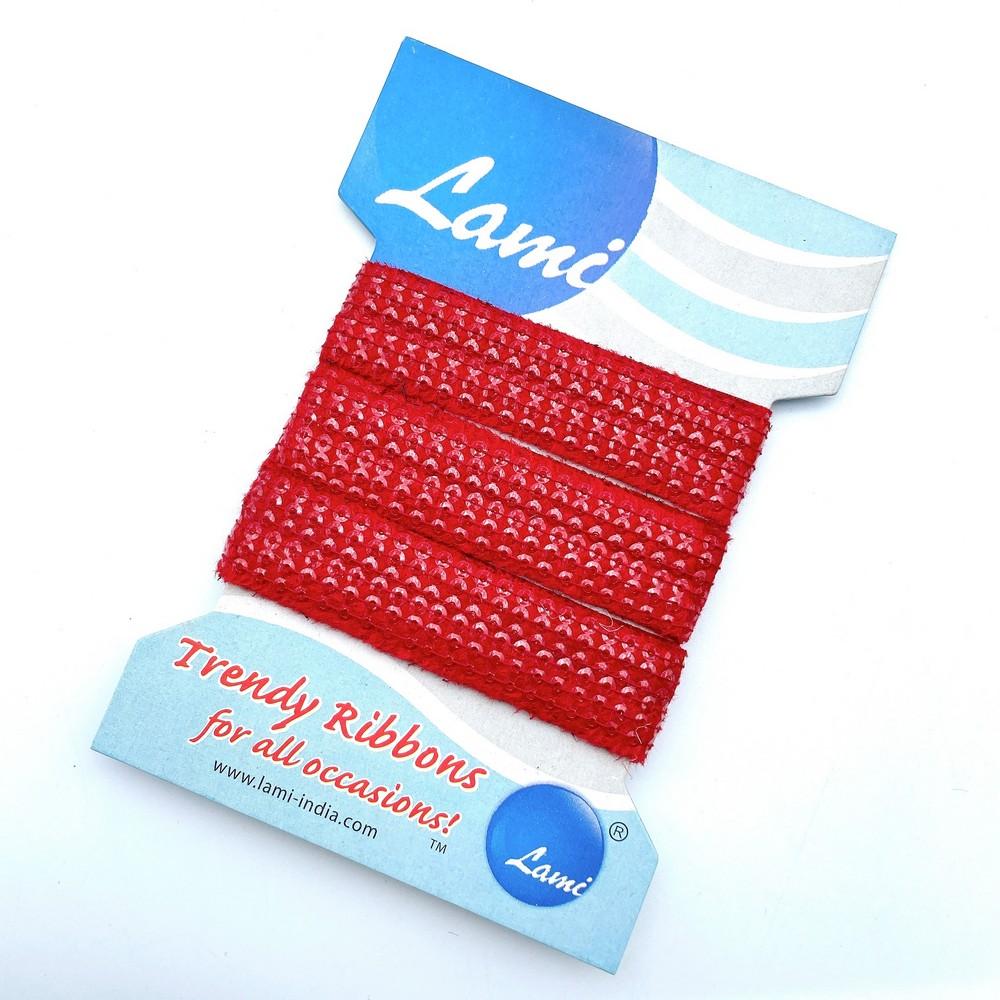 14mm Decorative Mesh Ribbon Trim, shown on white cotton