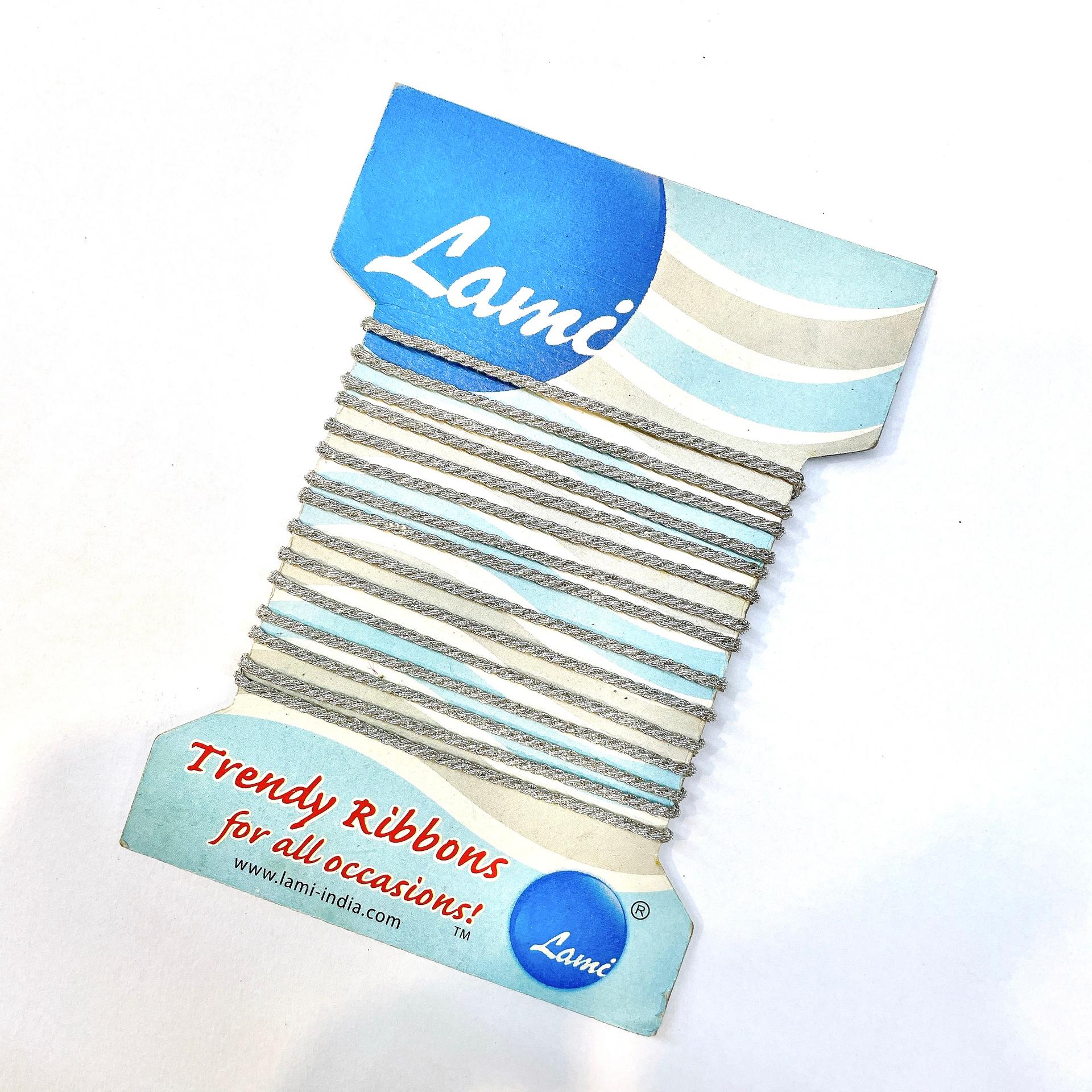 02mm Twisted Cord Ribbon, shown on white cotton