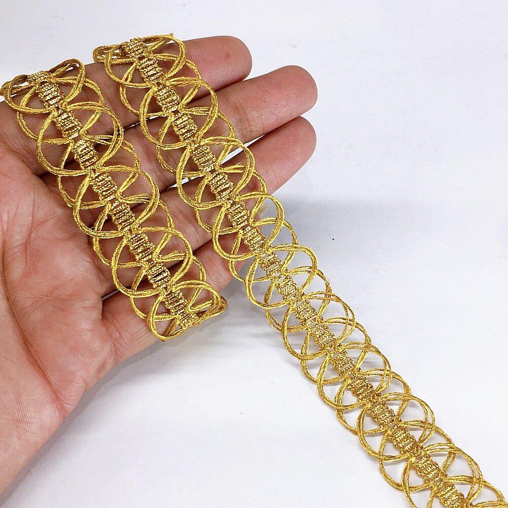 20mm Knitted Decorative Tape Ribbon, shown on white cotton