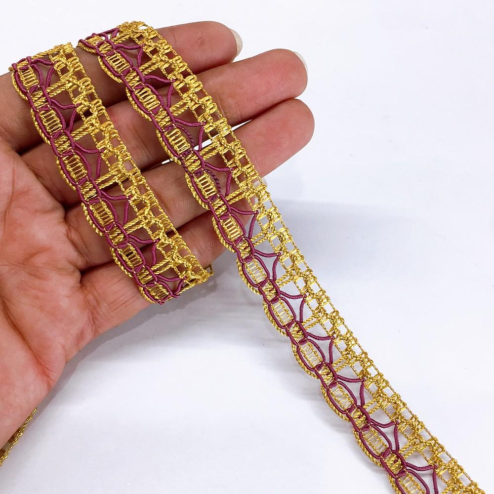 20mm Knitted Decorative Ribbon, shown on white cotton