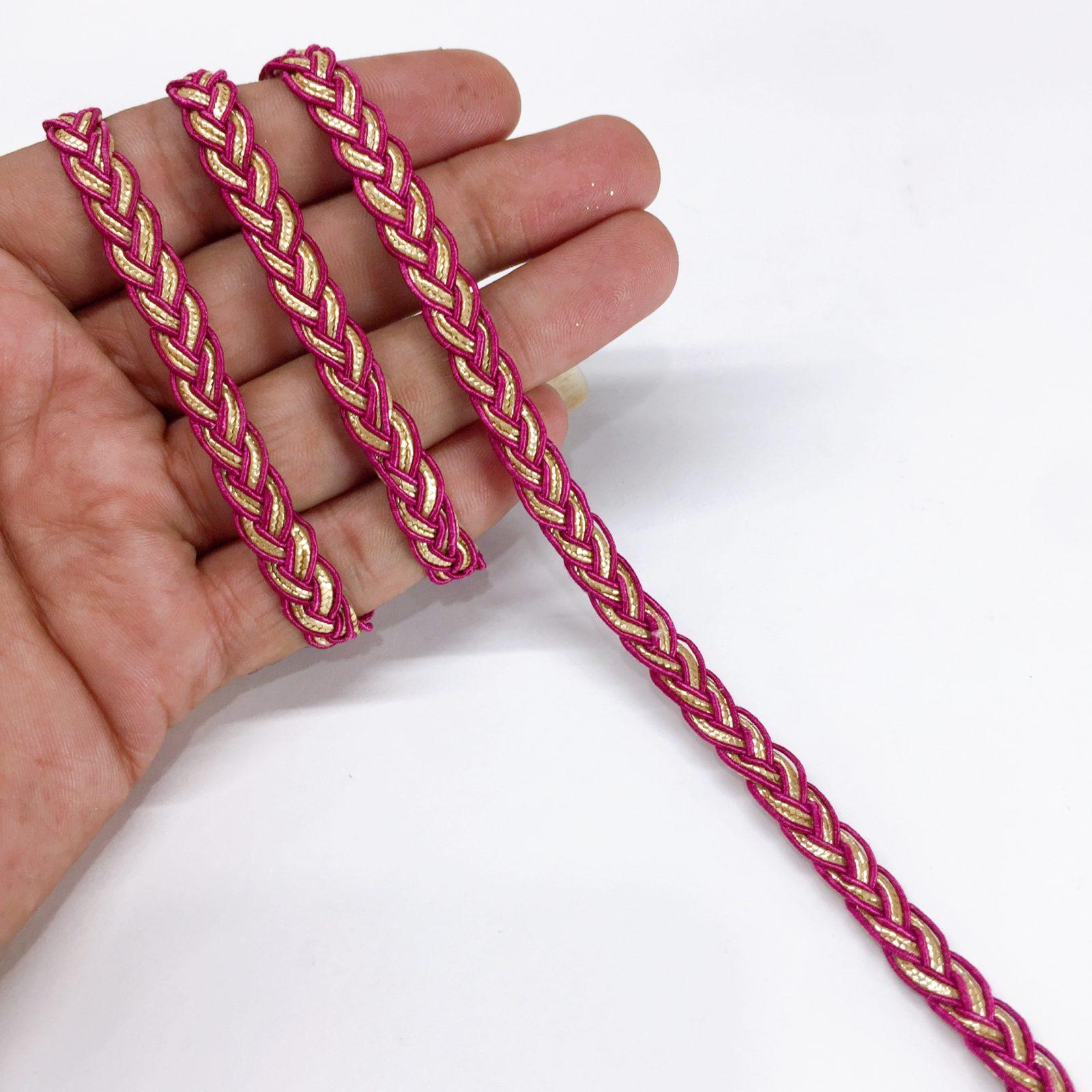 9mm Braids Knitted Decorative Tape Ribbon, shown on white cotton