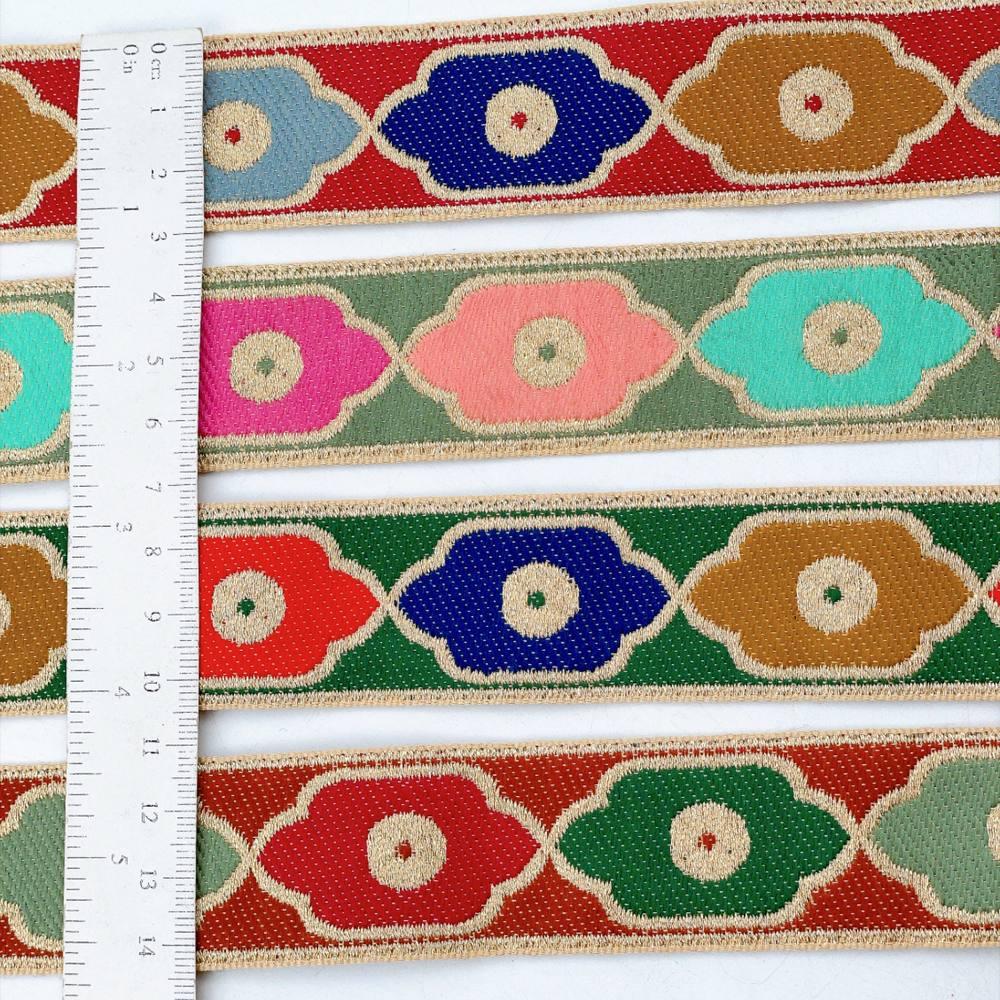 30mm Vintage Quatrefoil Pattern Jacquard Ribbon for Sewing and Crafts, view 1