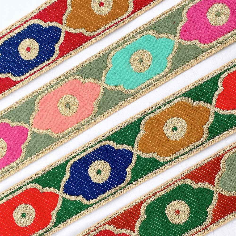 30mm Vintage Quatrefoil Pattern Jacquard Ribbon for Sewing and Crafts, view 2