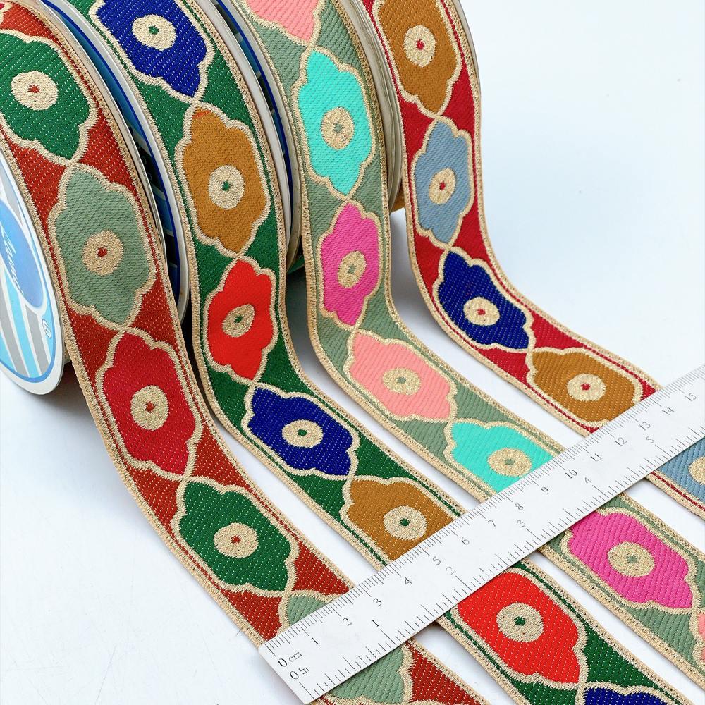 30mm Vintage Quatrefoil Pattern Jacquard Ribbon for Sewing and Crafts, view 3
