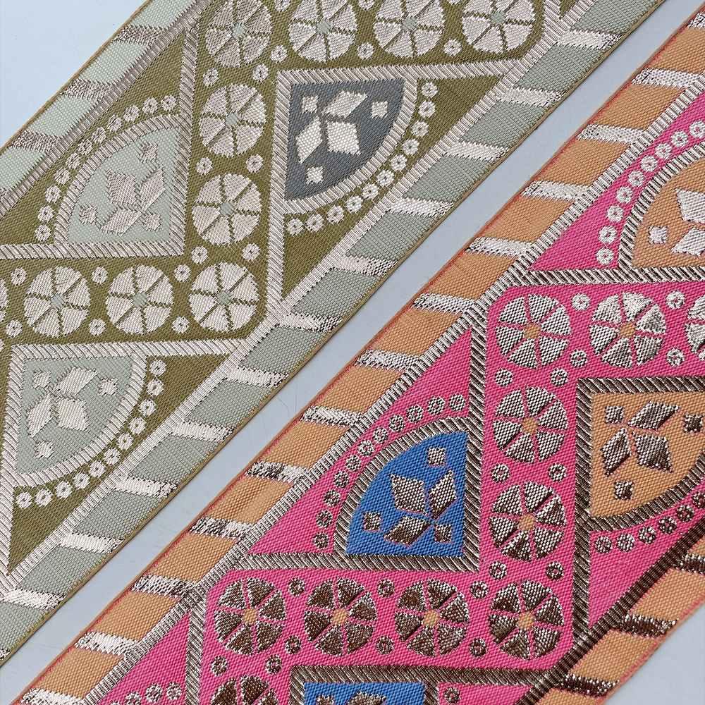 100mm Indian Gota Jacquard Ribbon Trim - Metallic Woven Tapestry Border for Ethnic Wear and Crafts, view 1