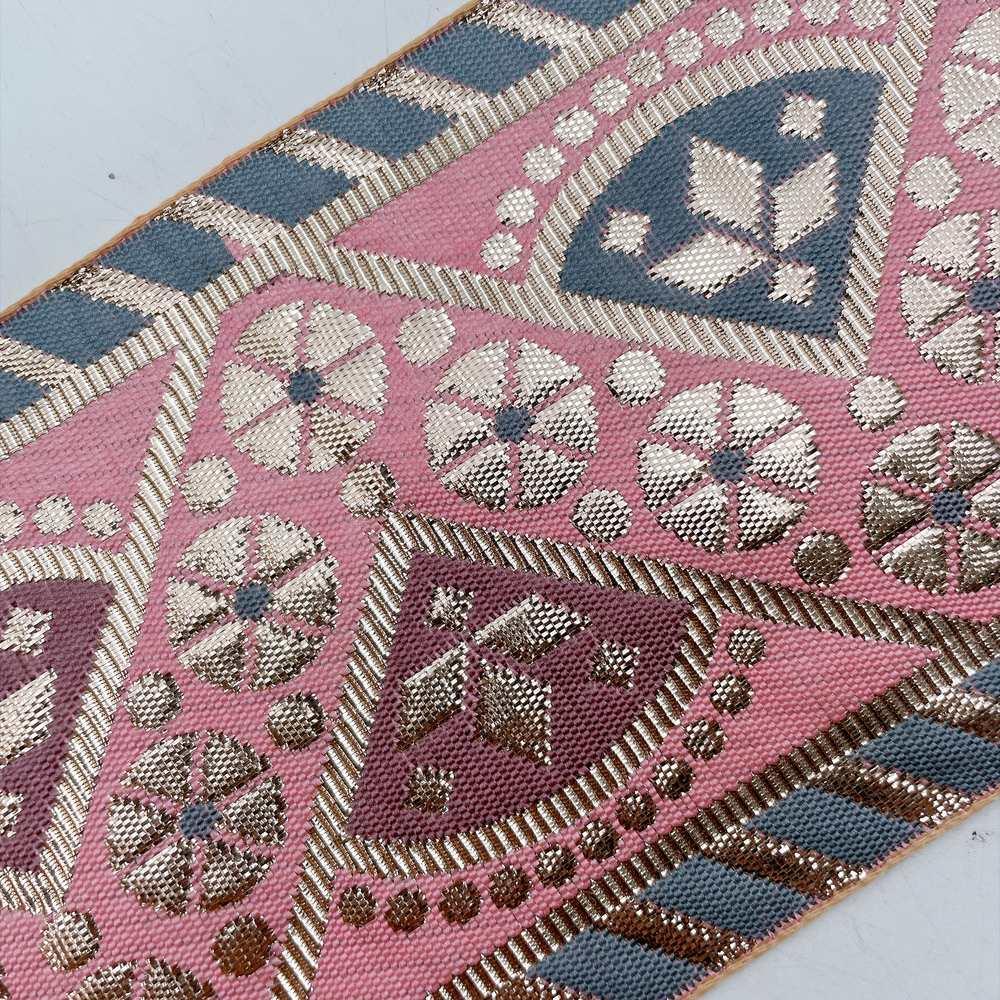 100mm Indian Gota Jacquard Ribbon Trim - Metallic Woven Tapestry Border for Ethnic Wear and Crafts, view 4