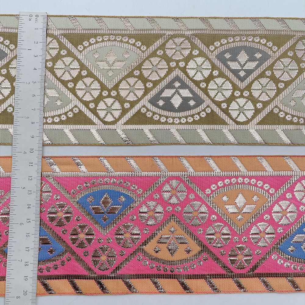100mm Indian Gota Jacquard Ribbon Trim - Metallic Woven Tapestry Border for Ethnic Wear and Crafts, view 8