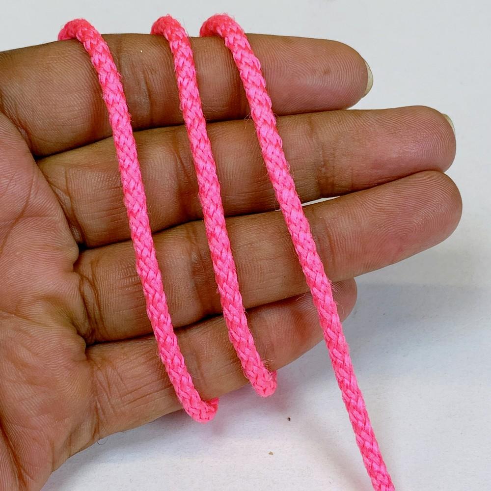 4mm Indian Braided Dori String - Multicolored Drawstring Cord for Ethnic Wear, Latkans, and Tassels, shown on white cotton