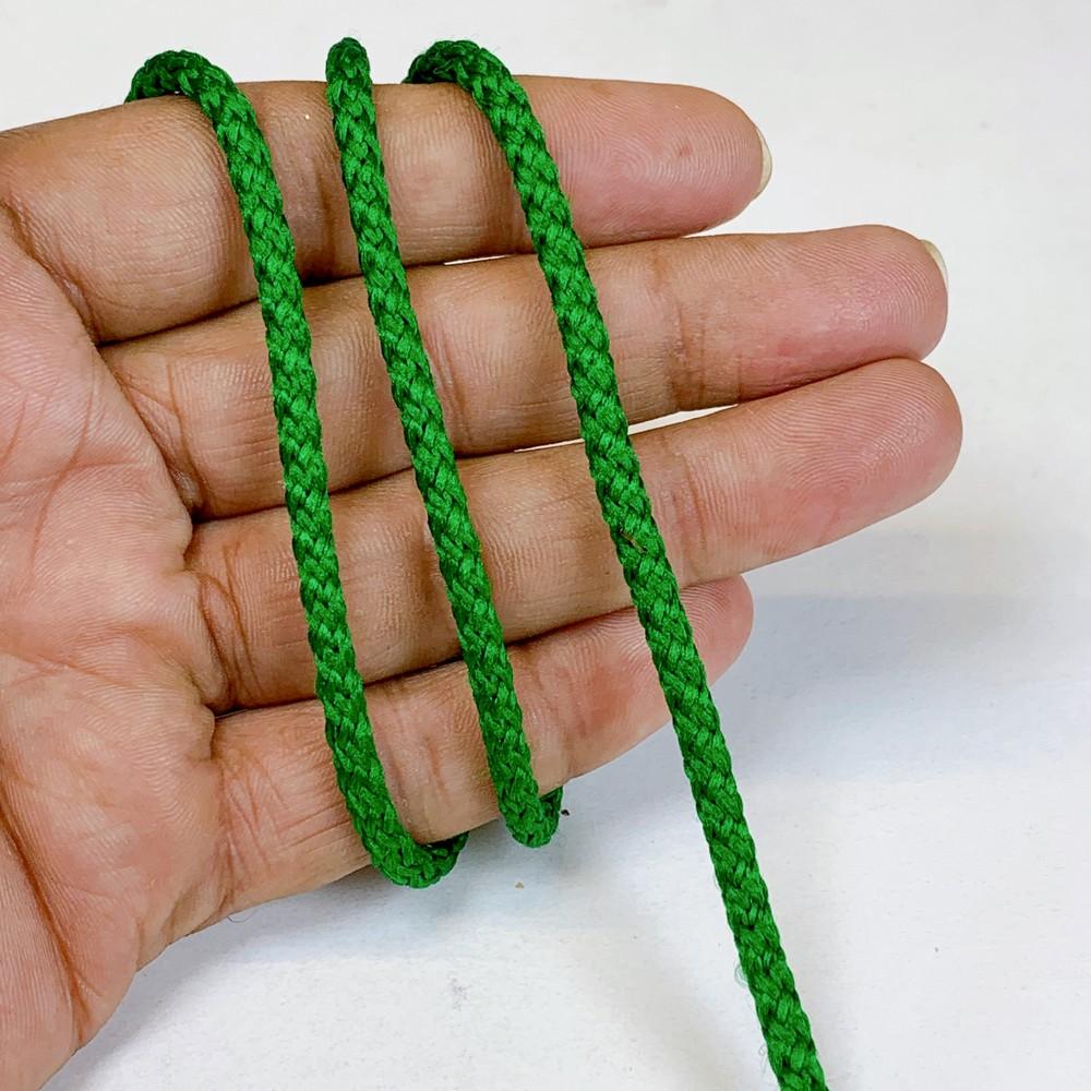 4mm Indian Braided Dori String - Multicolored Drawstring Cord for Ethnic Wear, Latkans, and Tassels, shown on white cotton