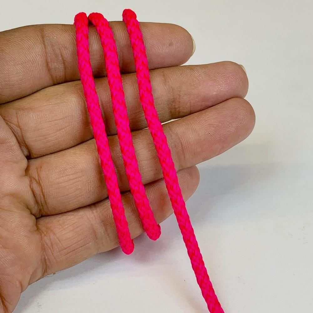 4mm Indian Braided Dori String - Multicolored Drawstring Cord for Ethnic Wear, Latkans, and Tassels, shown on white cotton