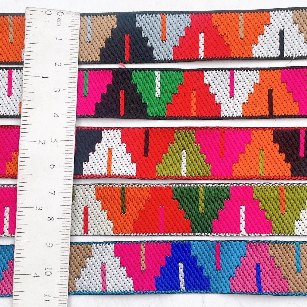 20mm Traditional Kullu Patti Jacquard Ribbon Trim - Woven Tribal Border for Ethnic Wear and Saree Edging, view 2