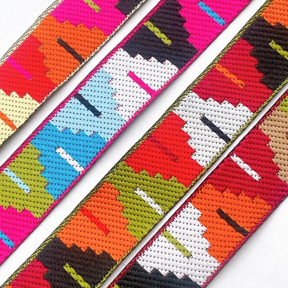 20mm Traditional Kullu Patti Jacquard Ribbon Trim - Woven Tribal Border for Ethnic Wear and Saree Edging, view 5