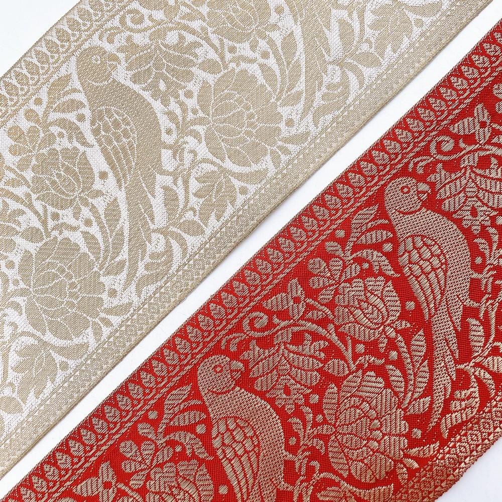 95mm Viscose Dyeable Jacquard Ribbon Trim - Customizable Woven Border for Sarees, Lehengas, and Ethnic Wear, view 4