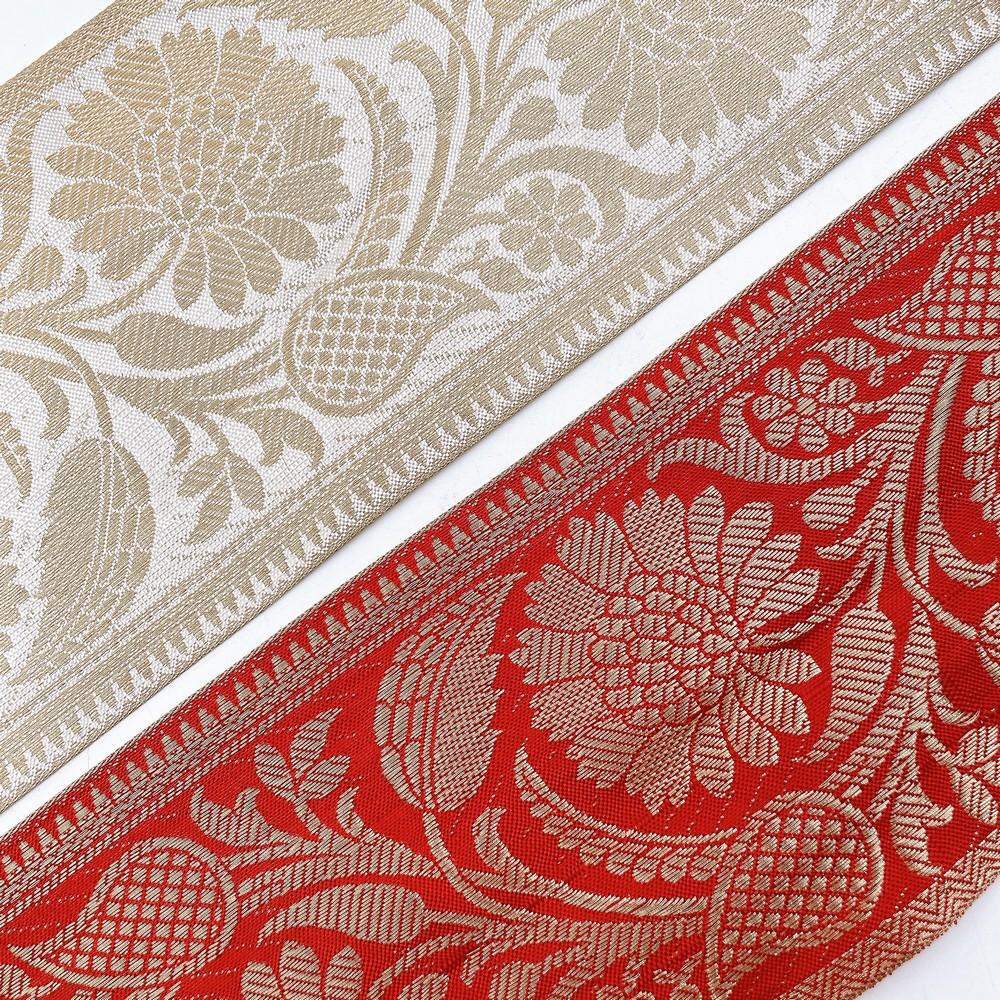 95mm Wide Floral Motif Dyeable Lace Tape - Ready-to-Dye Zari Trim for Sarees and Lehengas, view 4