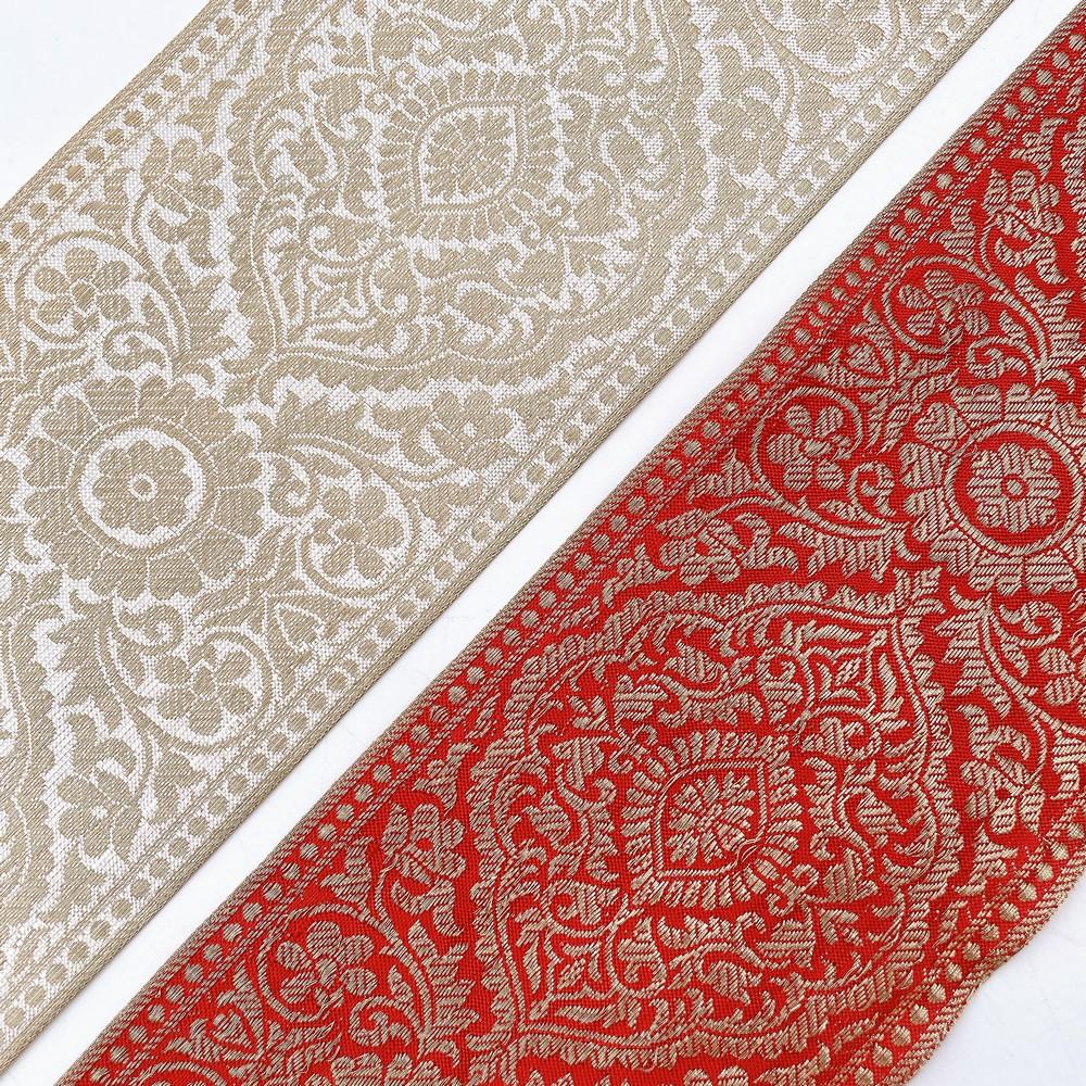 95mm Large Traditional Motif Dyeable Lace Tape - Ready-to-Dye Woven Trim for Sarees and Lehengas, view 3
