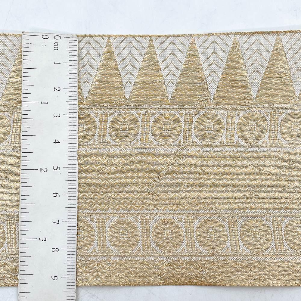 95mm Viscose Dyeable Jacquard Ribbon Trim - Customizable Geometric Border for Ethnic Wear, view 2