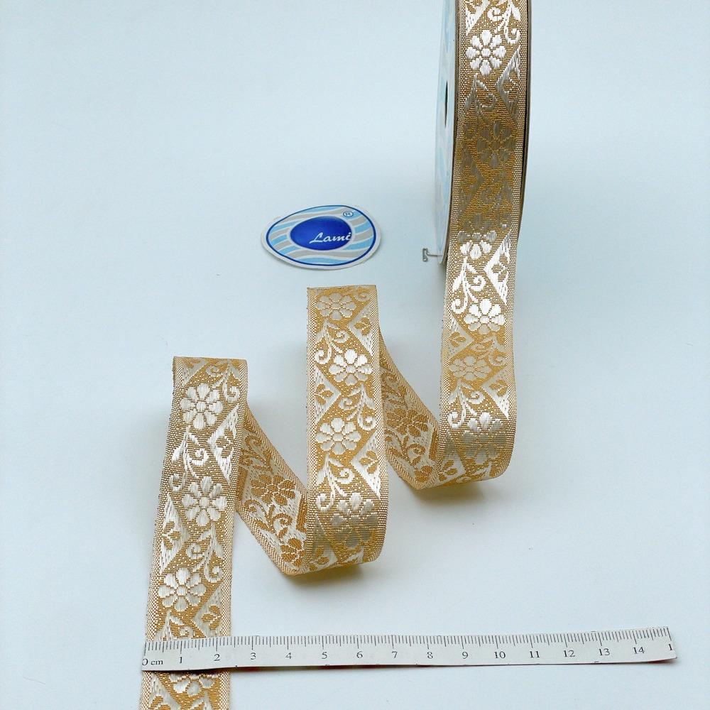 22mm Ready-to-Dye Floral Motif Lace Tape - Woven Trim for Sarees, Apparel, and Crafts, view 1