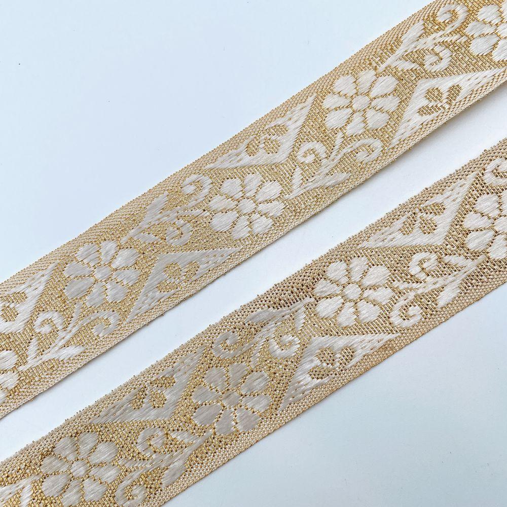 22mm Ready-to-Dye Floral Motif Lace Tape - Woven Trim for Sarees, Apparel, and Crafts, view 3