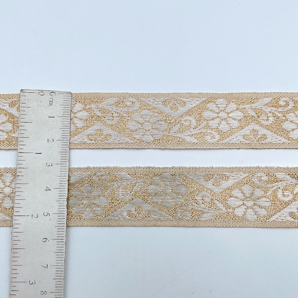 22mm Ready-to-Dye Floral Motif Lace Tape - Woven Trim for Sarees, Apparel, and Crafts, view 2
