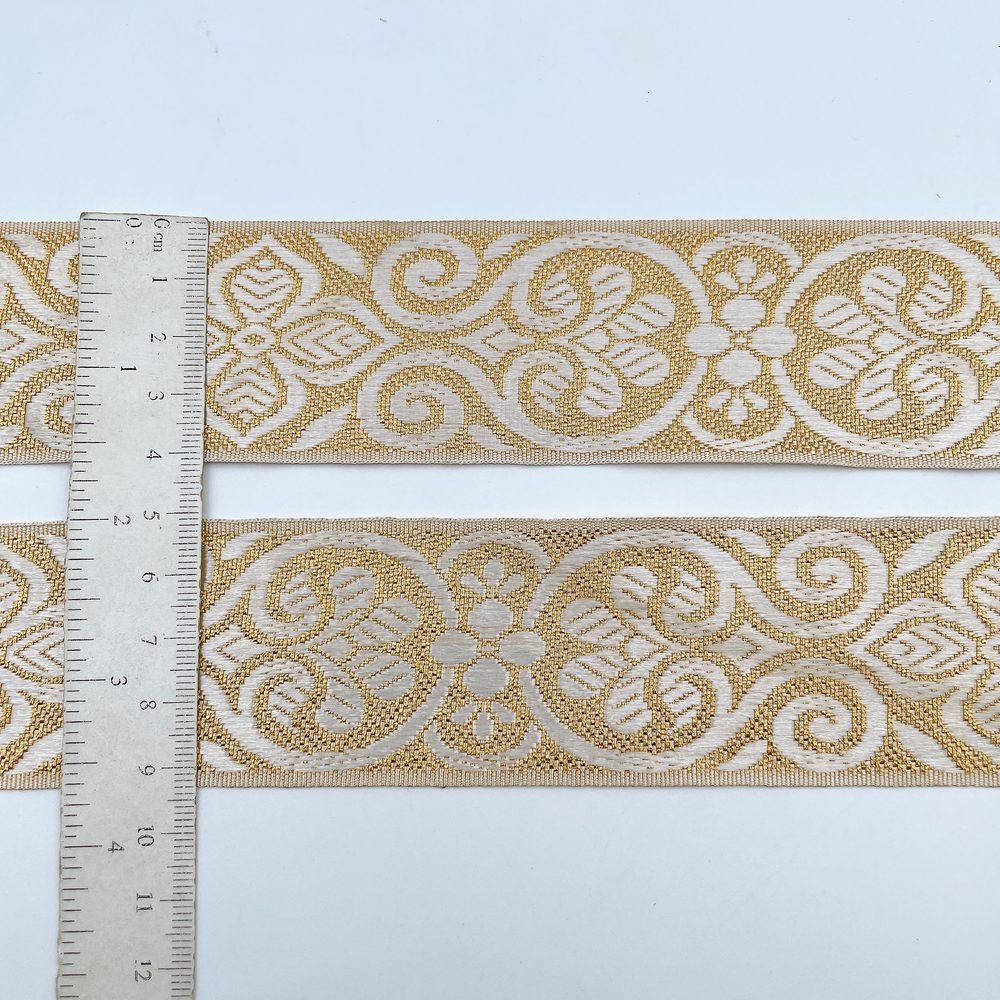 40mm Ready-to-Dye Scrollwork Lace Tape - Woven Trim for Sarees, Apparel, and Crafts, view 2