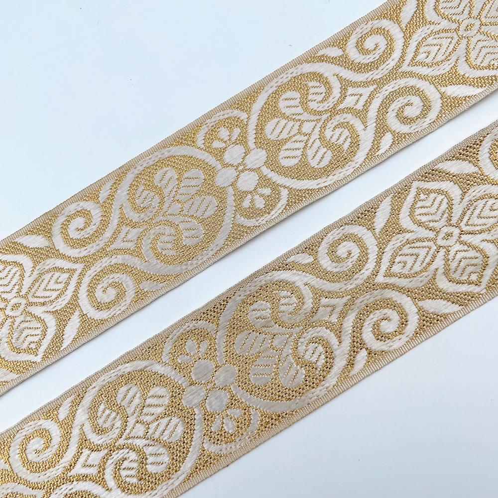 40mm Ready-to-Dye Scrollwork Lace Tape - Woven Trim for Sarees, Apparel, and Crafts, view 3