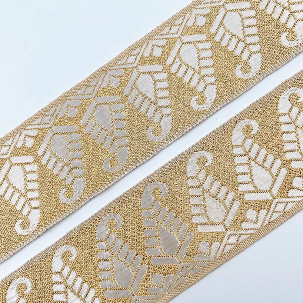 40mm Dyeable Jacquard Ribbon Trim - Woven Paisley Border for Ethnic Wear, view 3