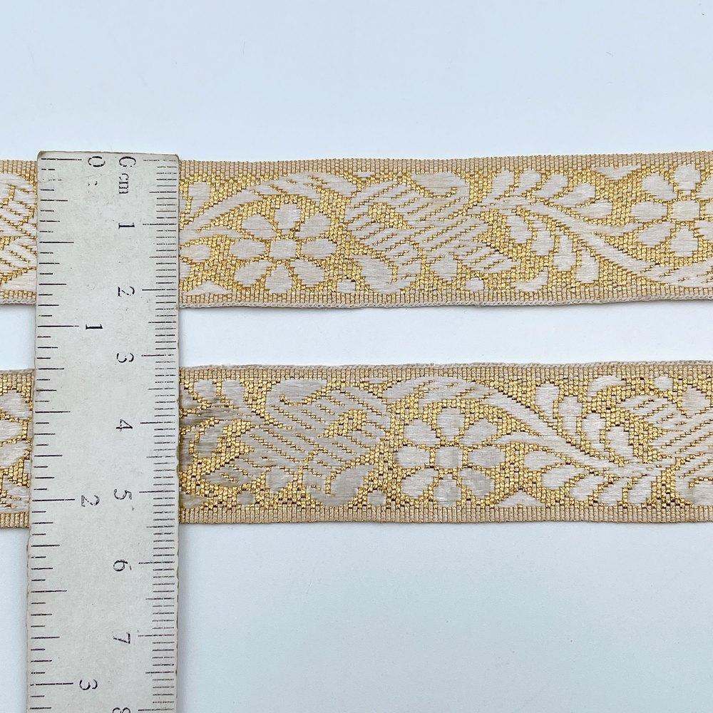 22mm Ready-to-Dye Botanical Lace Tape - Woven Trim for Sarees, Apparel, and Crafts, view 2