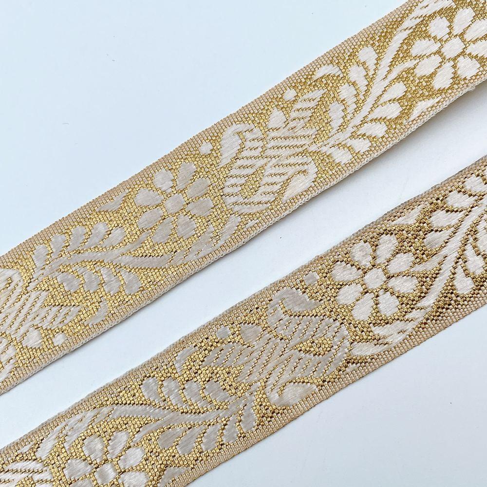 22mm Ready-to-Dye Botanical Lace Tape - Woven Trim for Sarees, Apparel, and Crafts, view 3