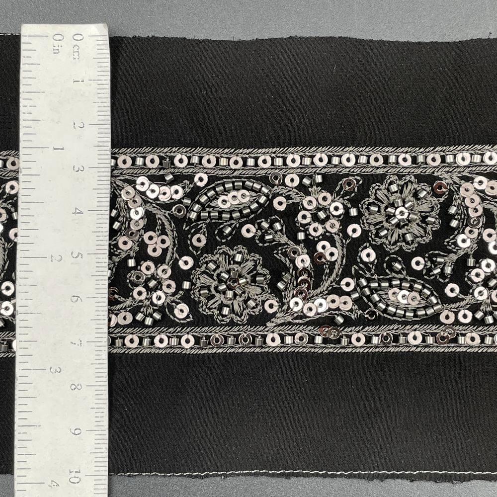 45mm Premium Cutdana Paisley Ribbon - Dense Sequin Trim for Bridal Lehengas, view 2