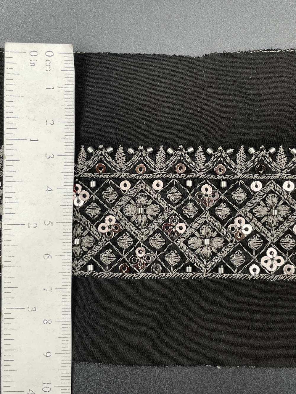 40mm Grid Pattern Cutdana Lace - Wide Beaded Sequin Lattice Trim for Bridal Wear, view 2