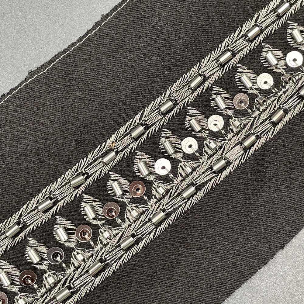 30mm Sequin and Cutdana Lace Trim - Heavy Embroidered Border for Evening Wear and Gowns, view 3