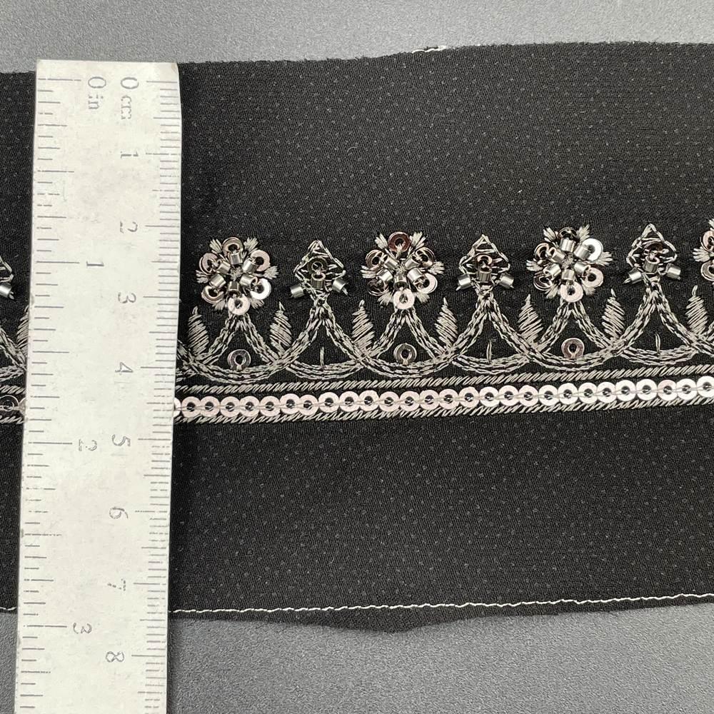 25mm Premium Handworked Floral Sequin Ribbon for Gowns and Lehengas, view 2