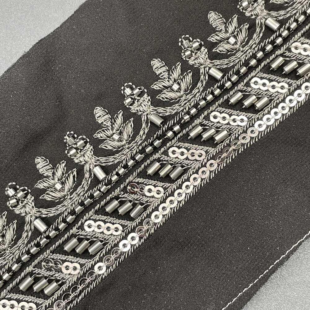38mm Scalloped Sequin and Cutdana Lace Trim - Embroidered Beaded Border for Evening Wear, view 3