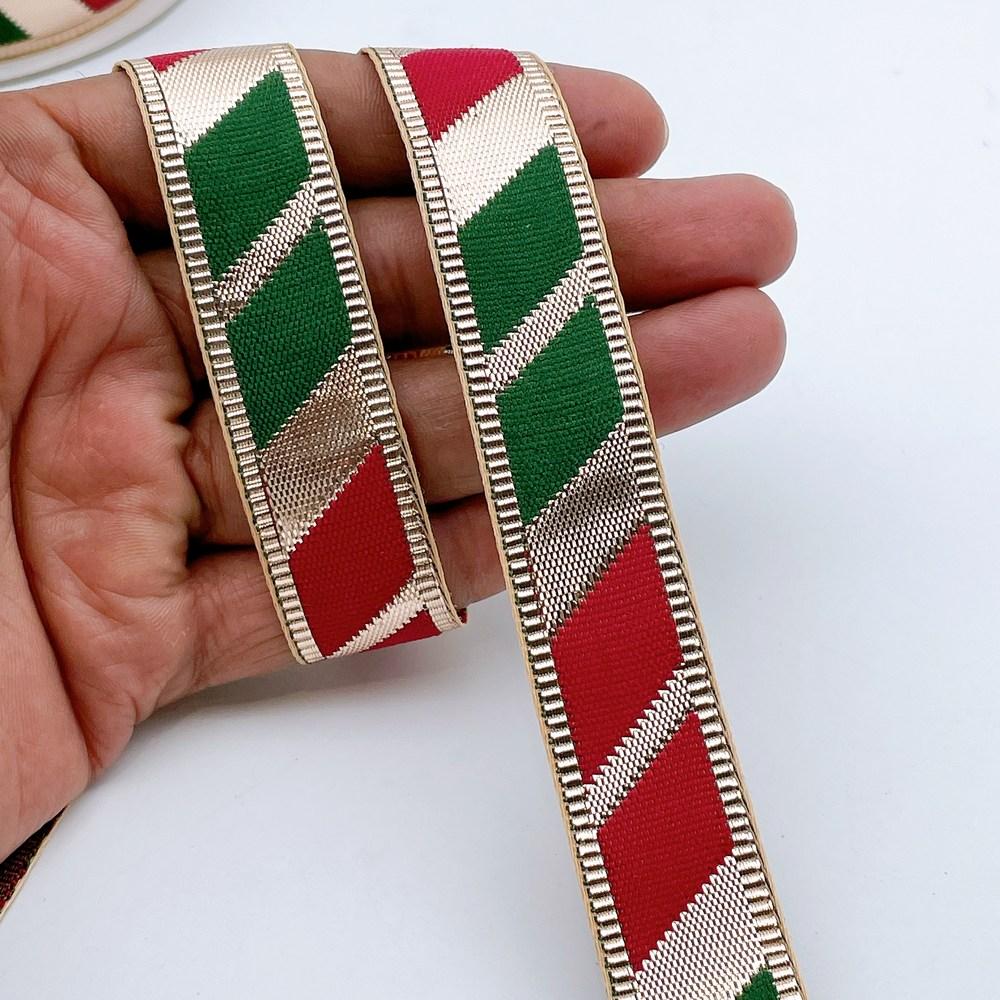 20mm Vibrant Gota Patti Lace Trim - Diagonal Color Block Border for Ethnic Wear in Green