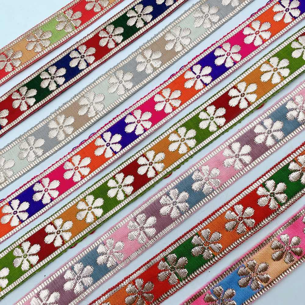 20mm Floral Zari Motif Ribbon - Shimmering Border for Lehengas and Crafts, view 3