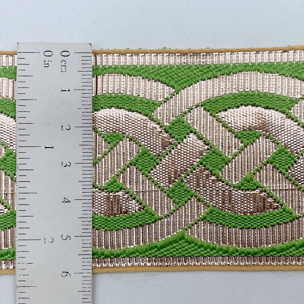 56mm Geometric Chevron Floral Jacquard Ribbon - Woven Banarasi Zari Border for Ethnic Wear, view 12