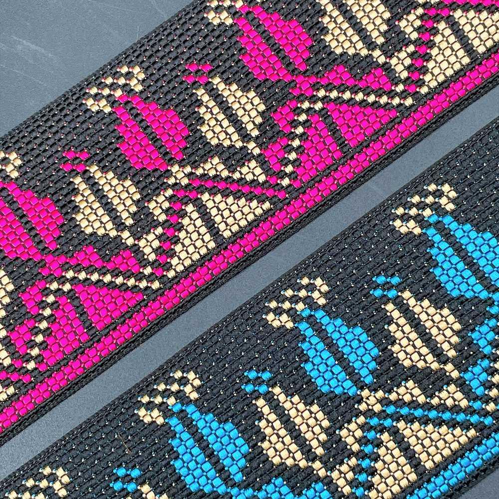 56mm Wide Cross-Stitch Ribbon Trim - Woven Geometric Tapestry Border for Bags and Upholstery, view 5