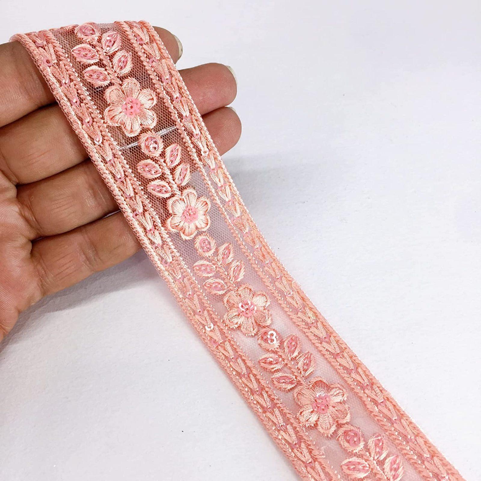 35mm Flower Design Embroidery, shown on white cotton