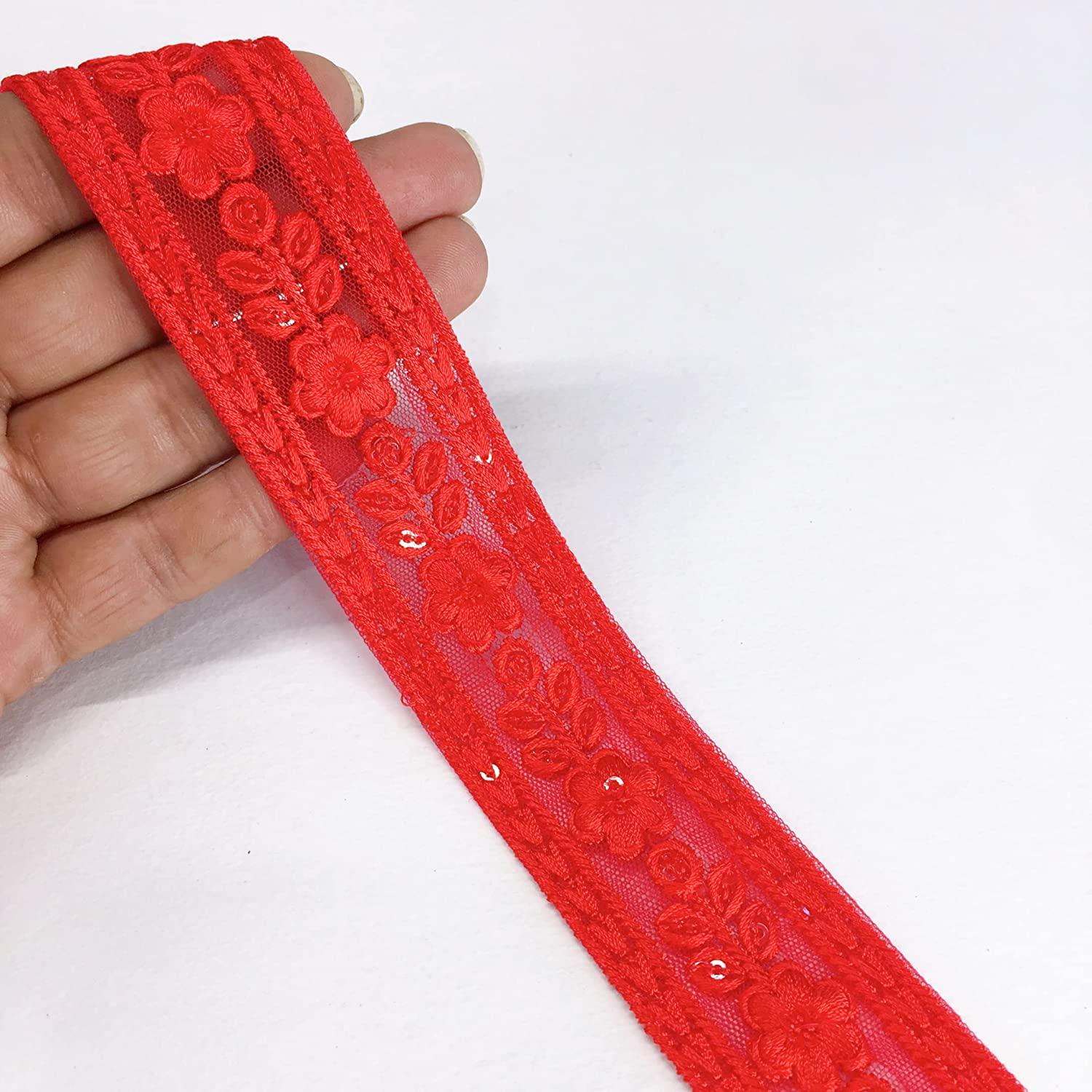 35mm Flower Design Embroidery, shown on white cotton