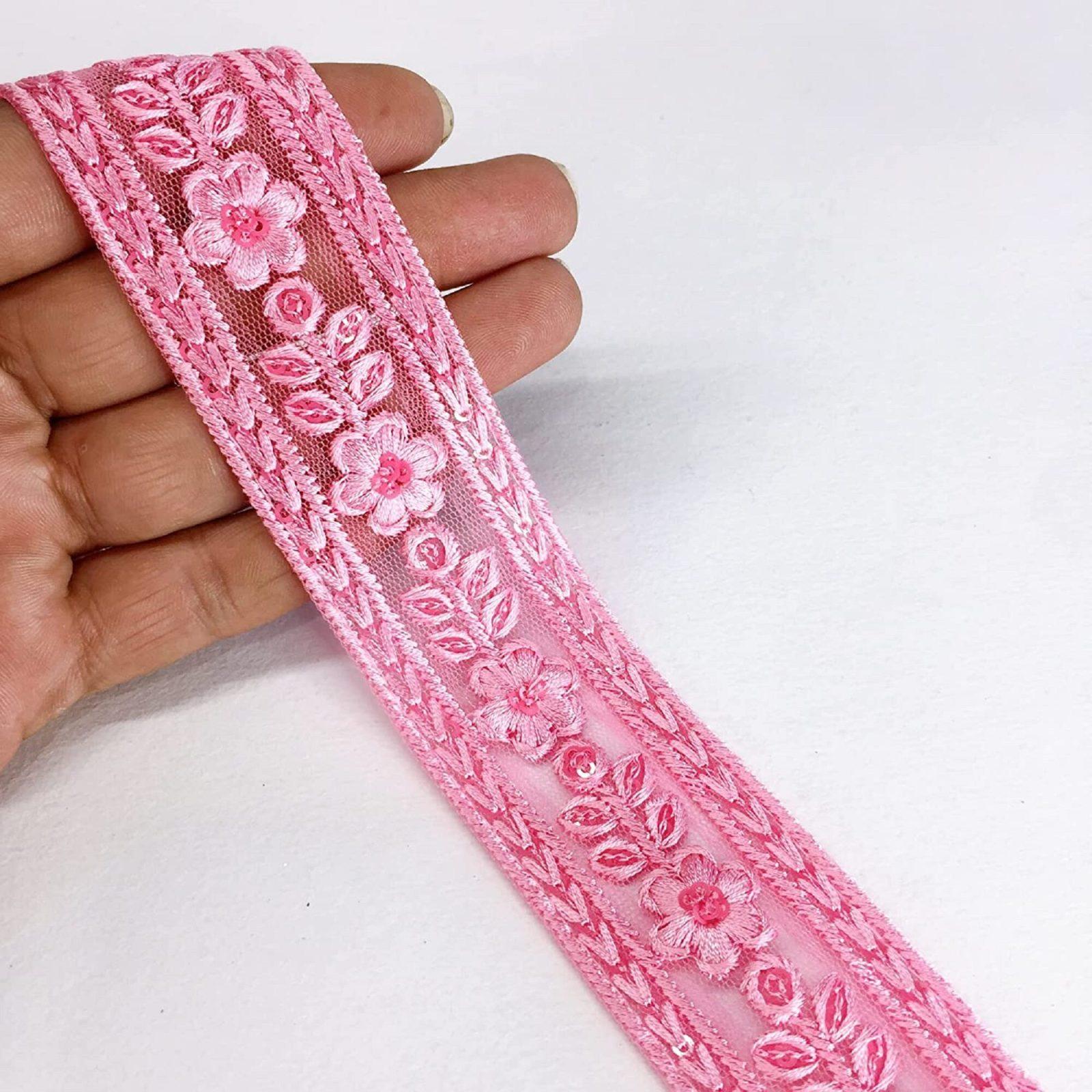 35mm Flower Design Embroidery, shown on white cotton