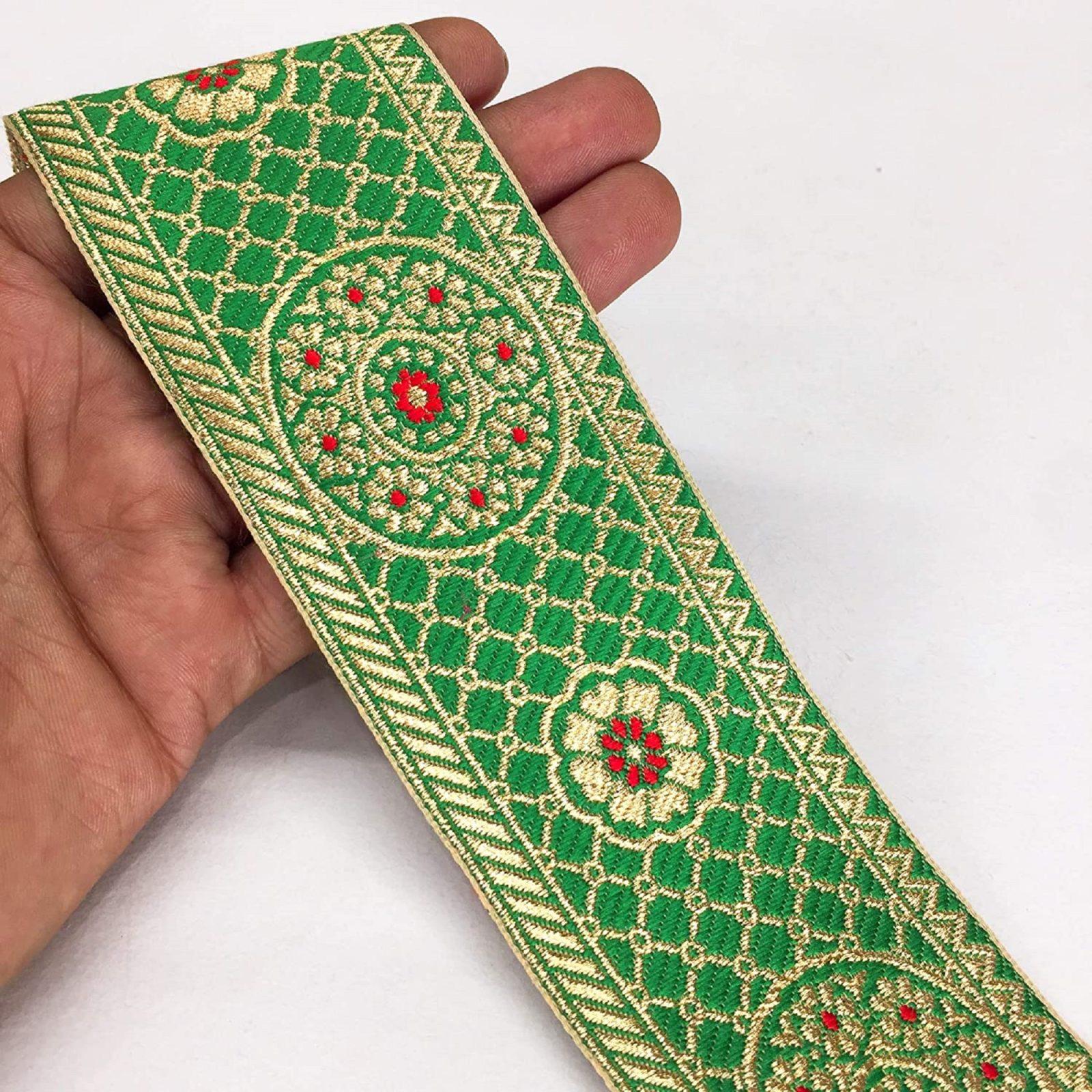 55mm Flower Design Jacquard, shown on white cotton