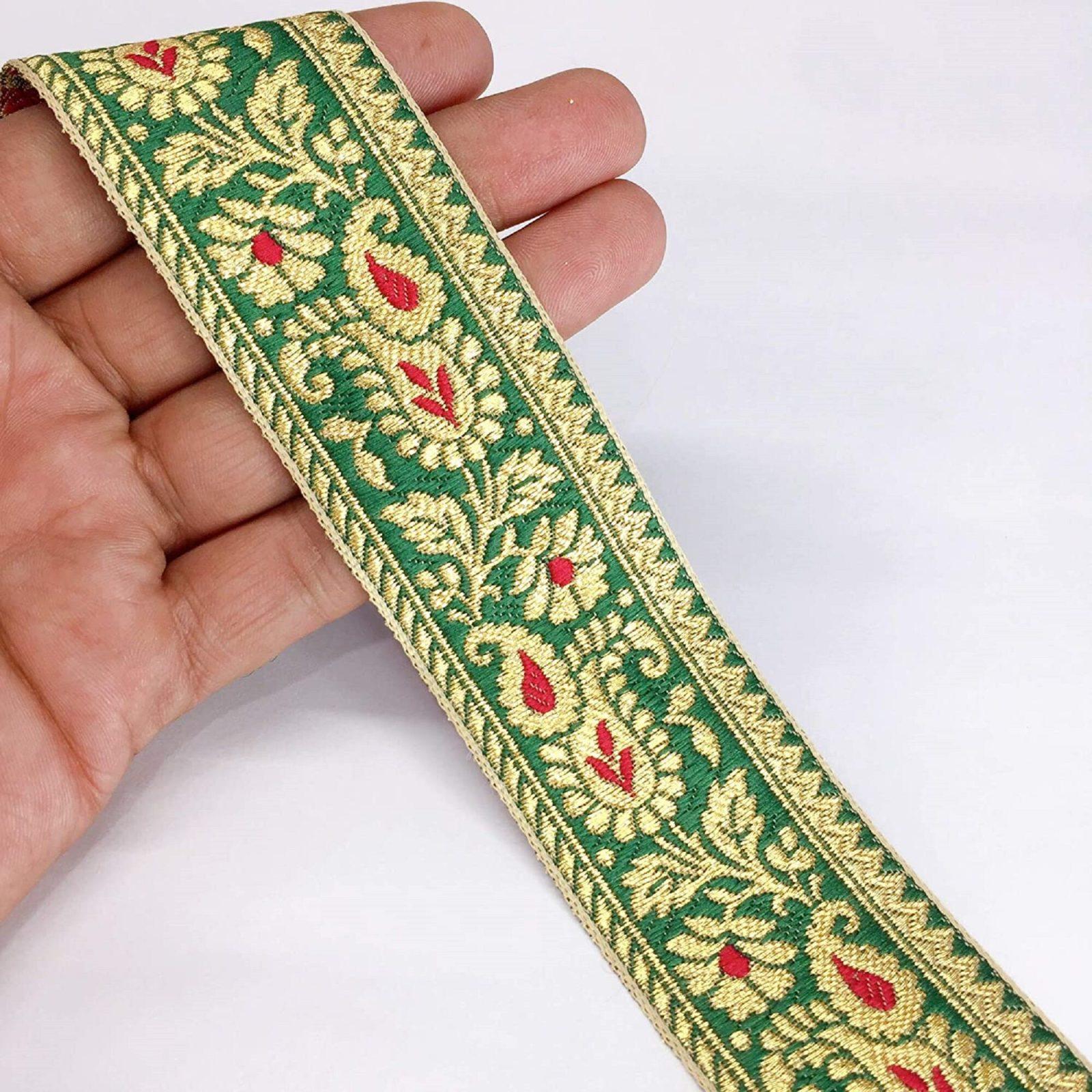 40mm Flower Design Jacquard, shown on white cotton