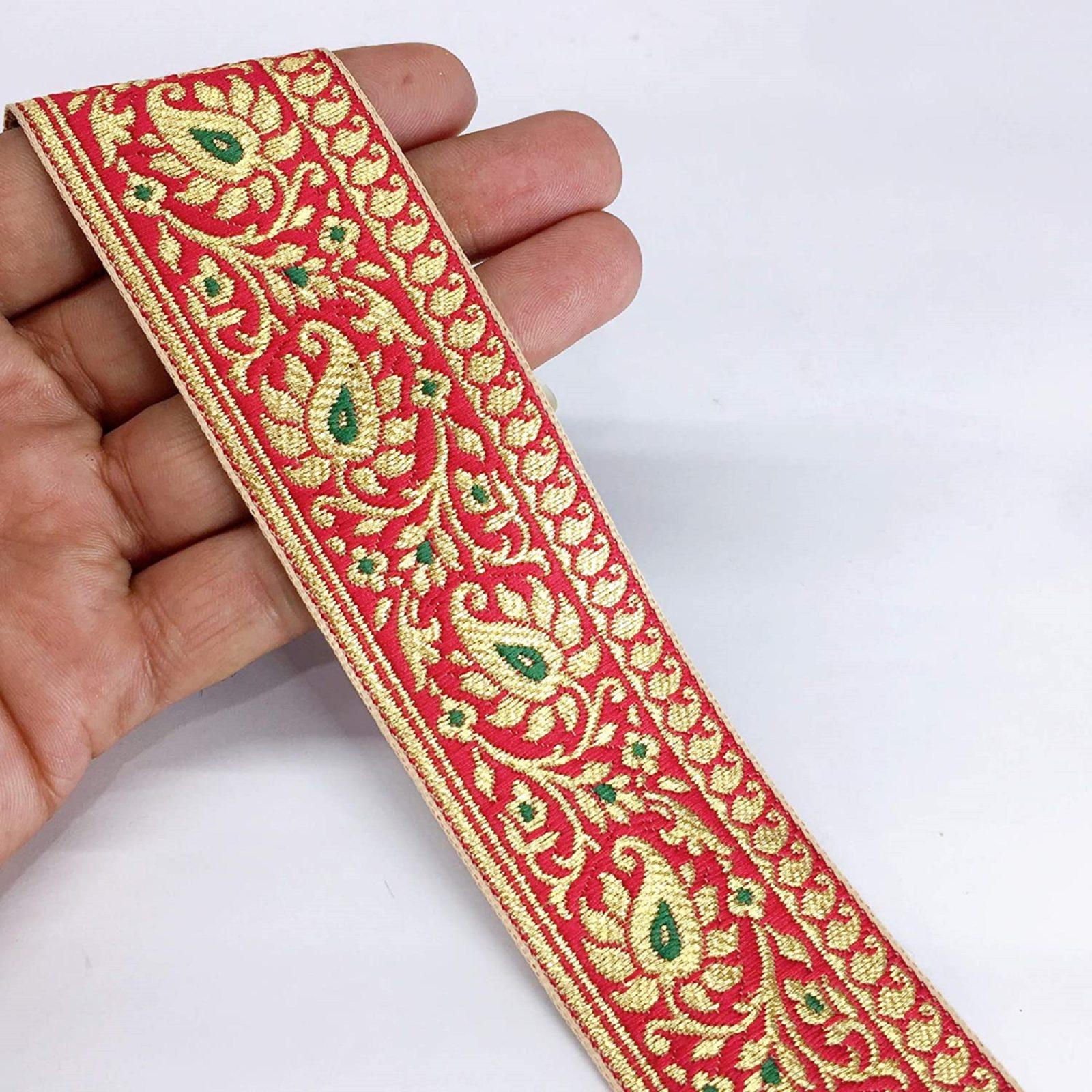40mm Flower Design Jacquard, shown on white cotton