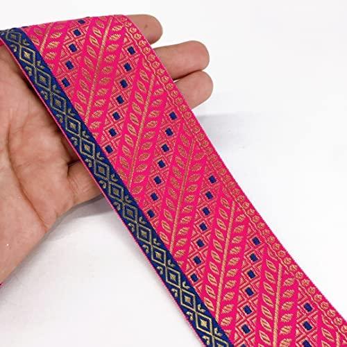 55mm Leaf Design Jacquard, shown on white cotton