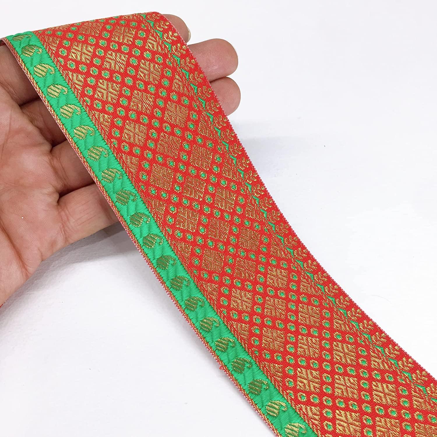 55mm Leaf Design Jacquard, shown on white cotton