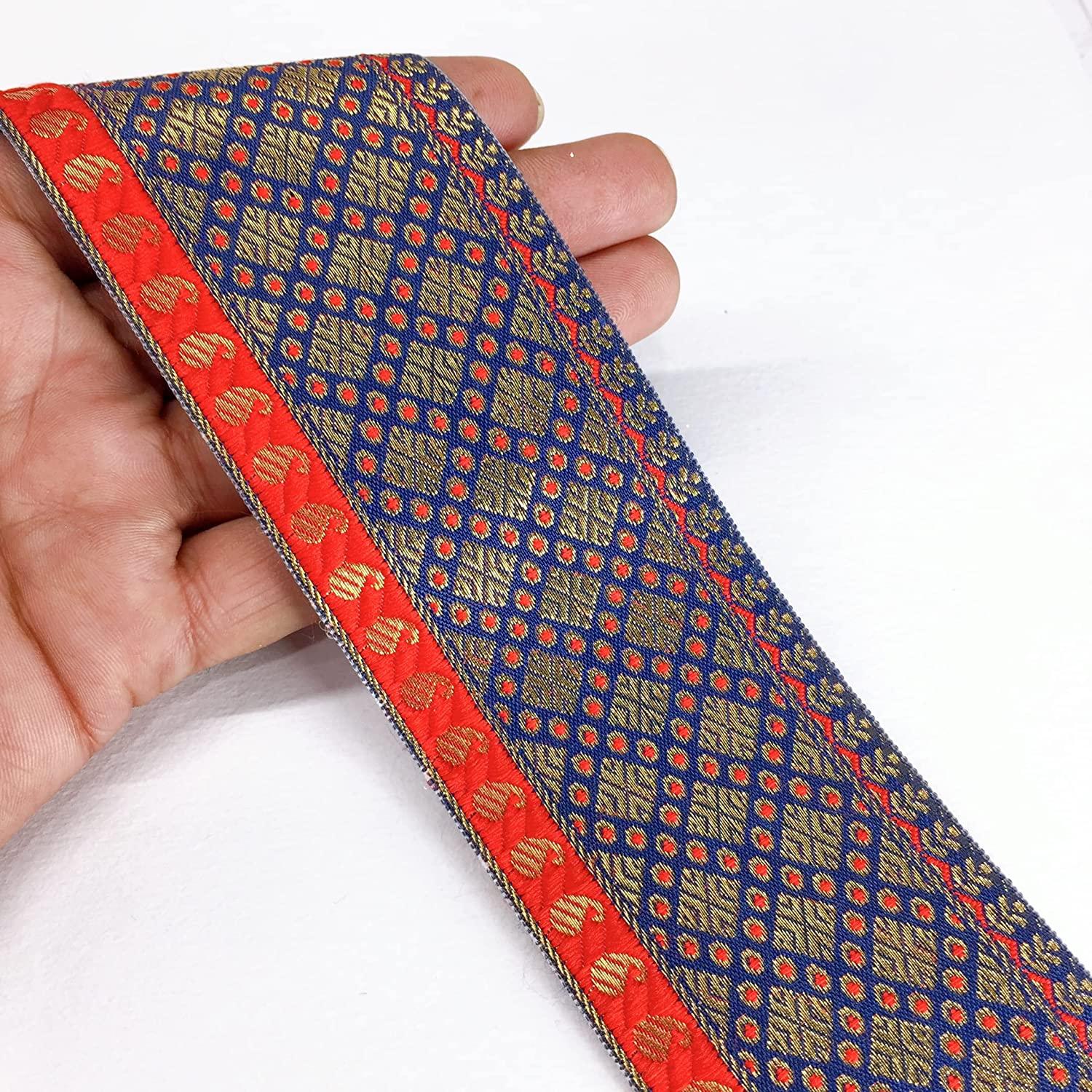 55mm Leaf Design Jacquard, shown on white cotton