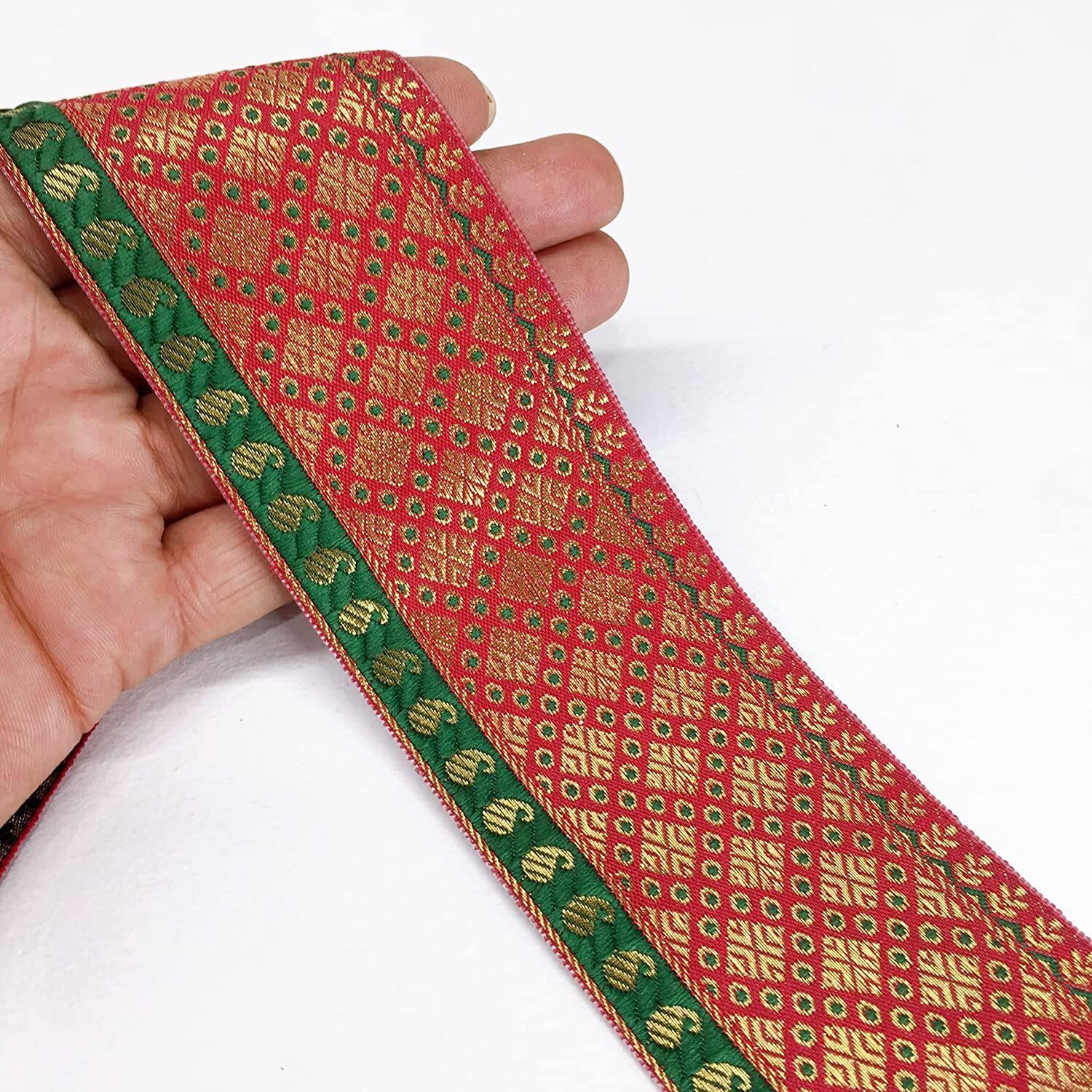 55mm Leaf Design Jacquard, shown on white cotton