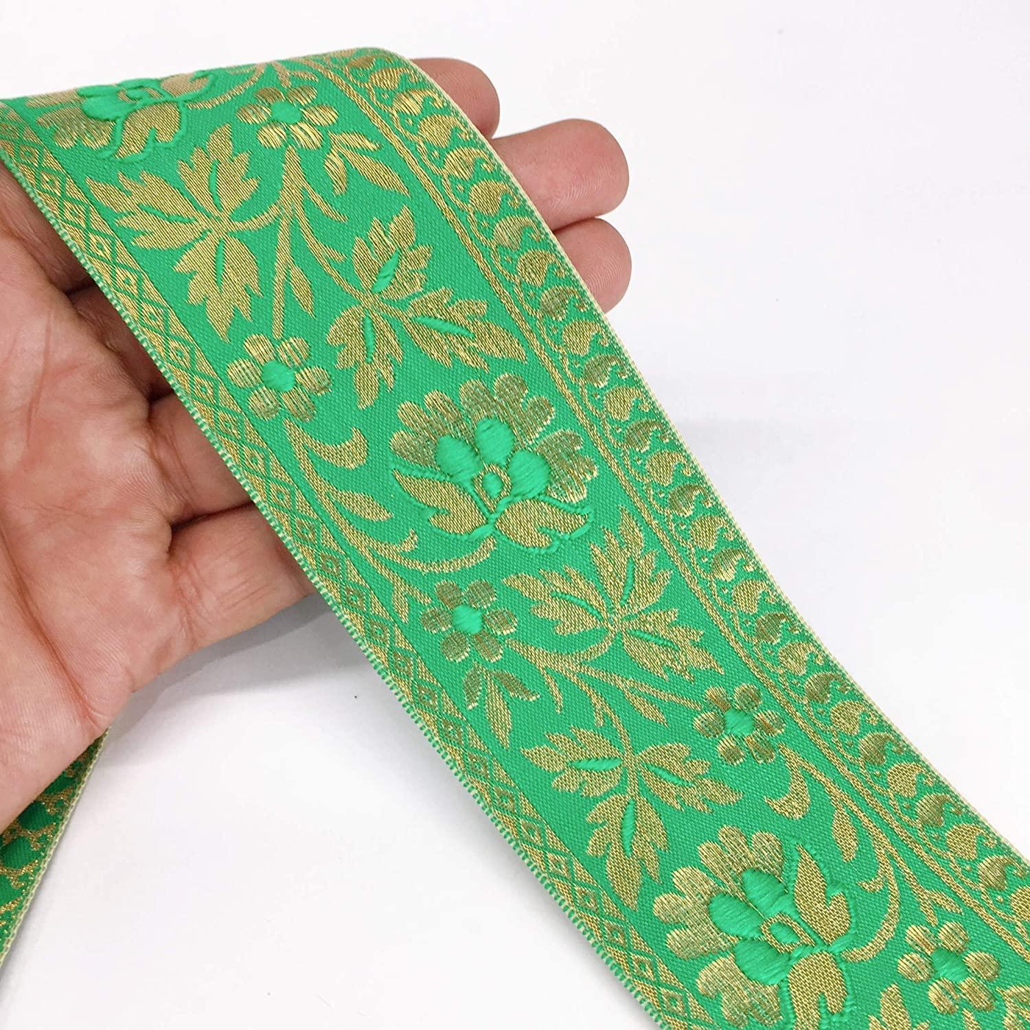 55mm Flower Design Jacquard, shown on white cotton