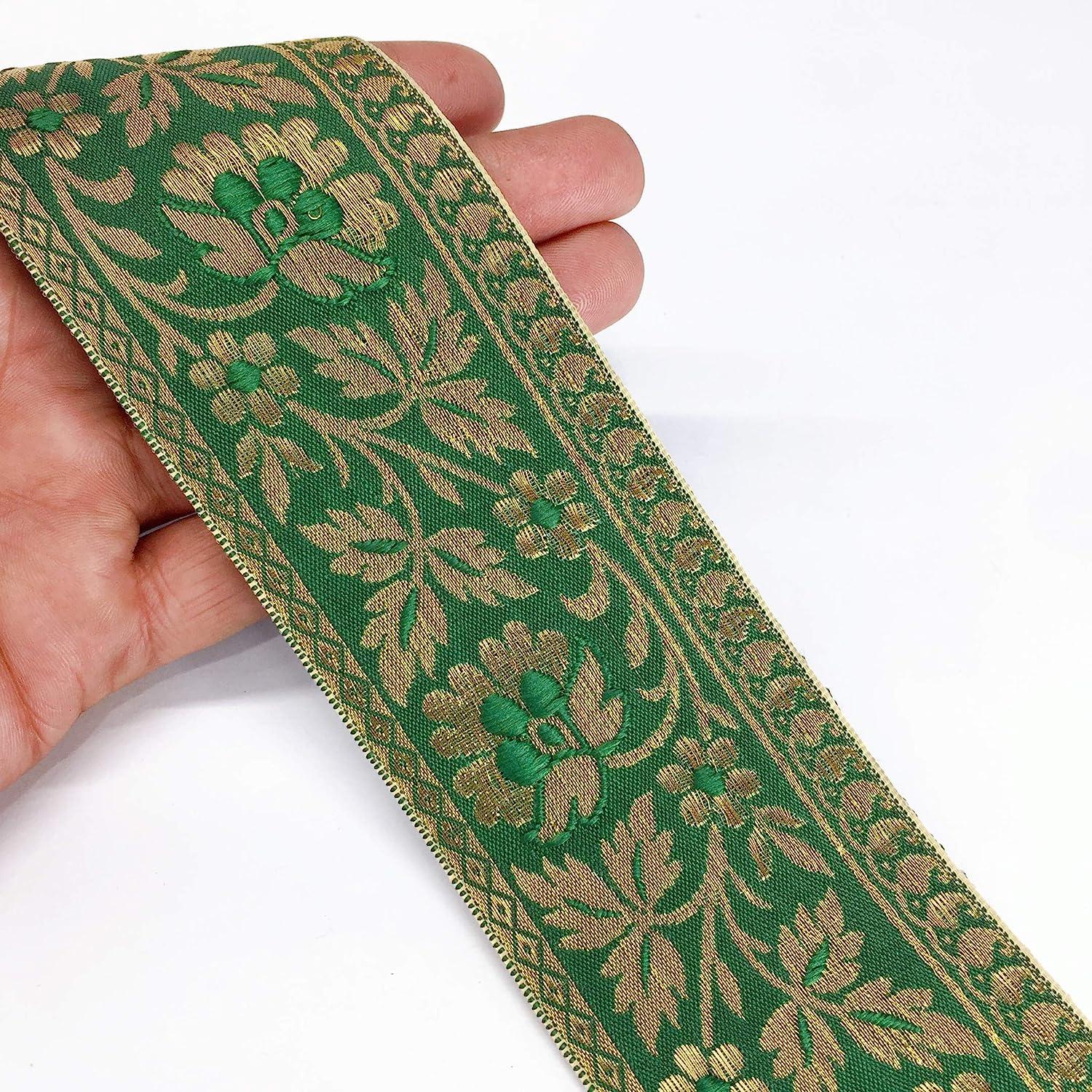 55mm Flower Design Jacquard, shown on white cotton