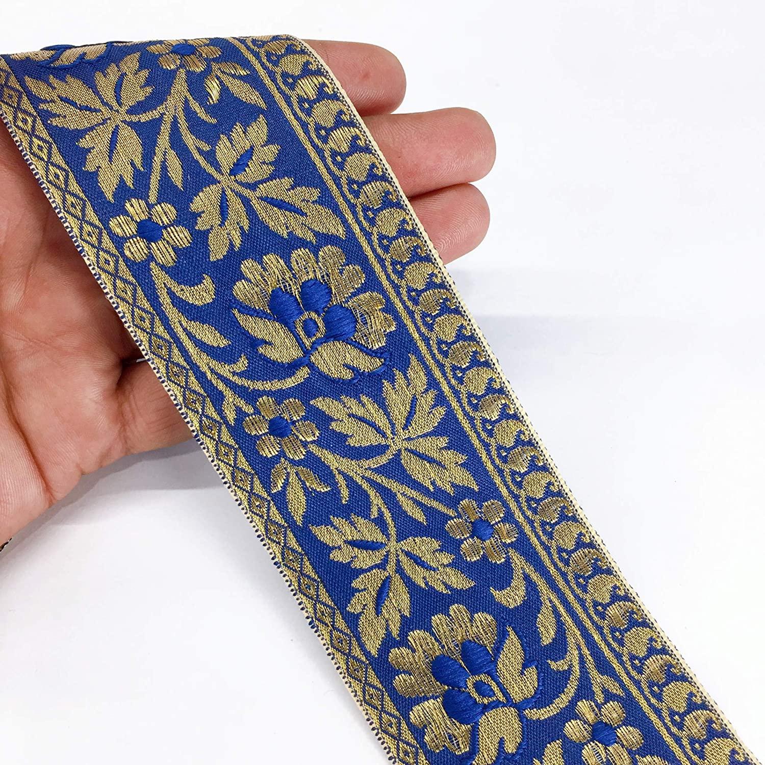 55mm Flower Design Jacquard, shown on white cotton